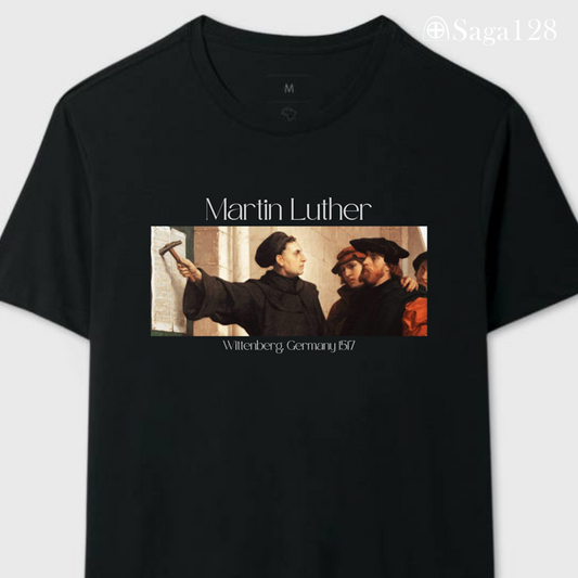 Camiseta preta Reforma Martinho Lutero (Martin Luther) – Estampa inspirada na Reforma Protestante