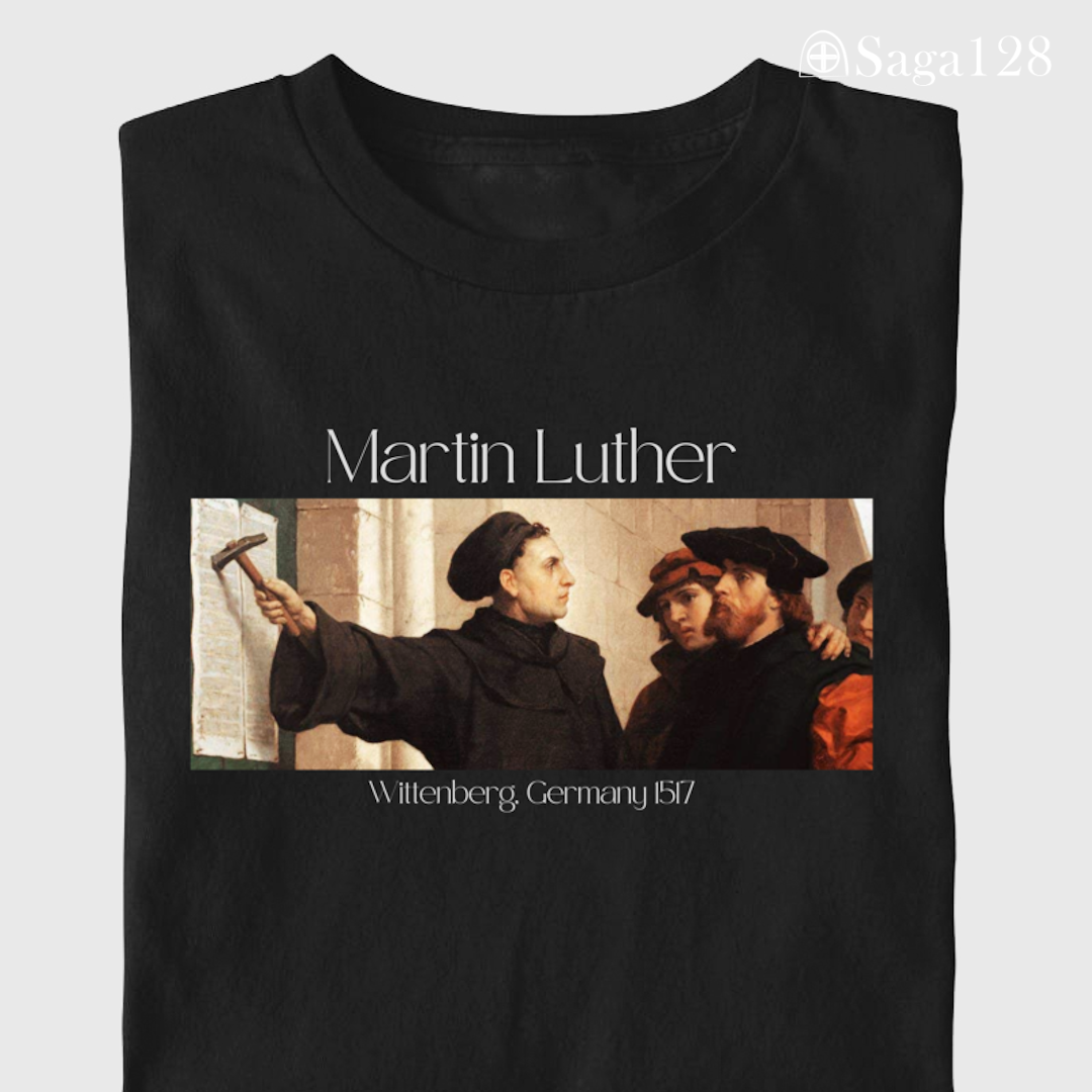 Camiseta preta Reforma Martinho Lutero (Martin Luther) – Estampa inspirada na Reforma Protestante