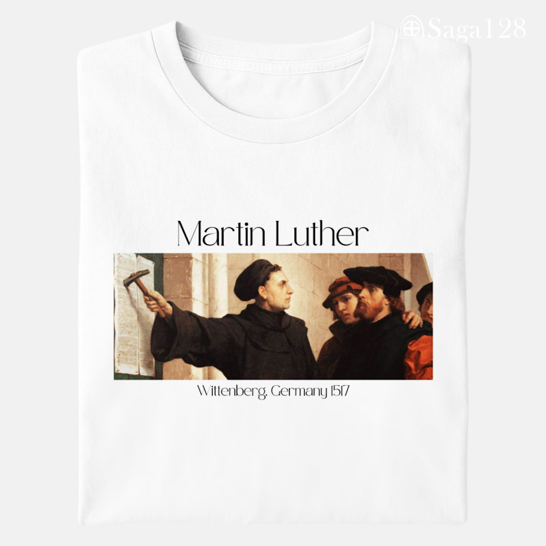 Camiseta branca Reforma Martinho Lutero (Martin Luther) – Estampa inspirada na Reforma Protestante