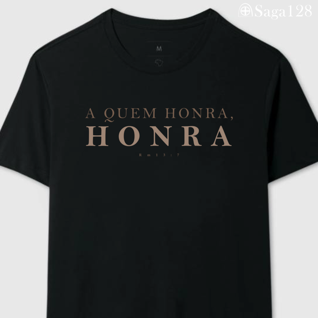 Camiseta cristã masculina preta RM13.7 com estampa Honra