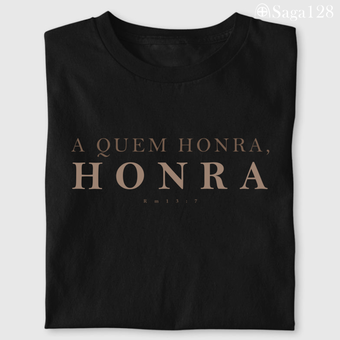 Camiseta cristã masculina preta RM13.7 com estampa Honra