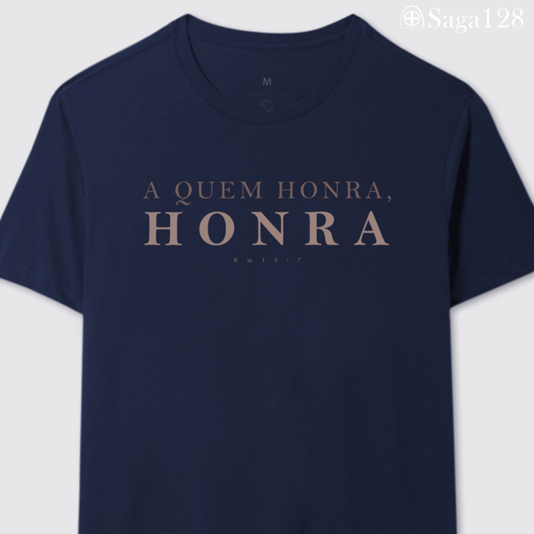 Camiseta cristã masculina azul RM13.7 com estampa Honra