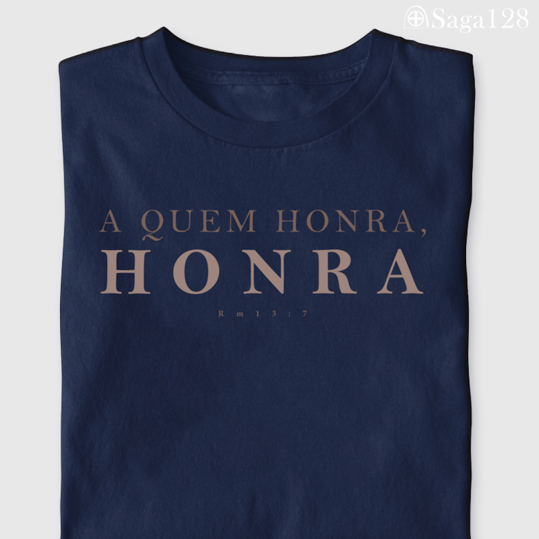 Camiseta cristã masculina azul RM13.7 com estampa Honra