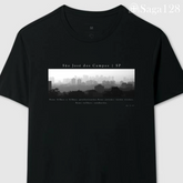 Camiseta cristã preta Atos 2.17 com estampa autoral em P&B sobre São José dos Campos | Linha Premium