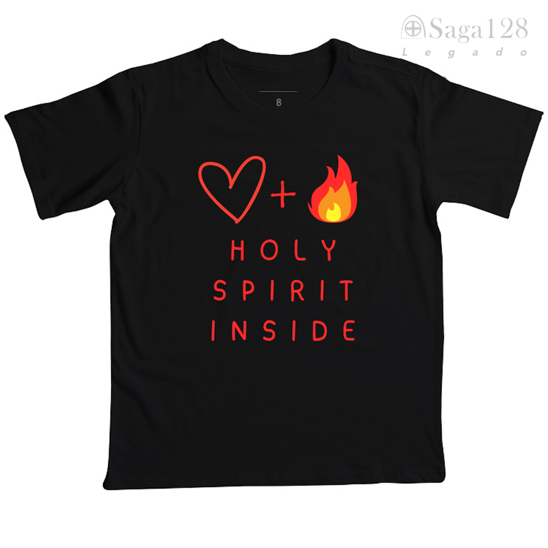 Camiseta cristã infantil unisex preta 'Holy Spirit Inside'