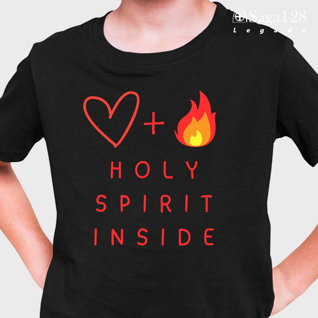 Camiseta cristã infantil unisex preta 'Holy Spirit Inside'