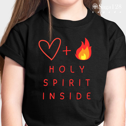 Camiseta cristã infantil unisex preta 'Holy Spirit Inside'