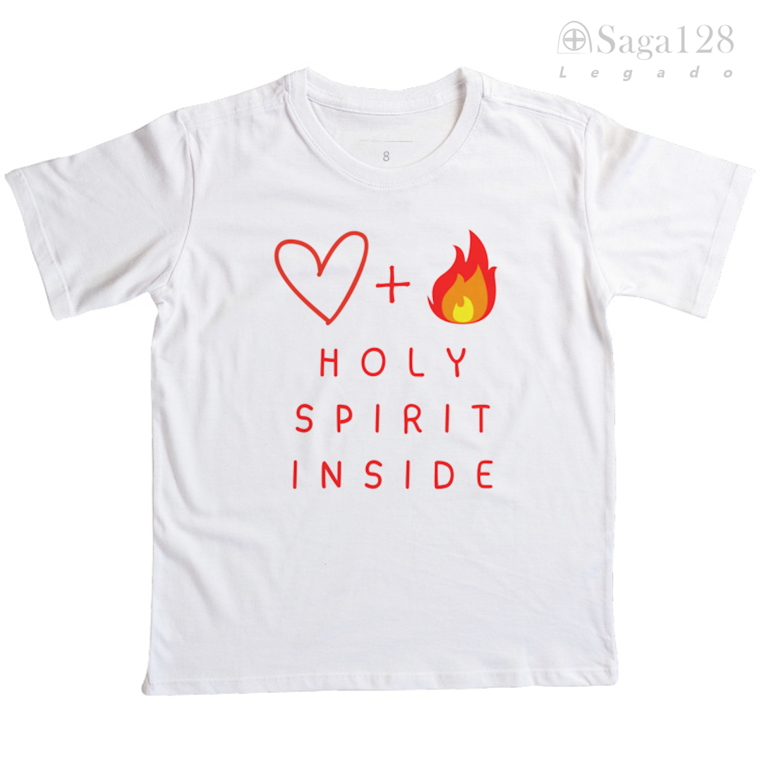 Camiseta cristã infantil unisex branca 'Holy Spirit Inside'