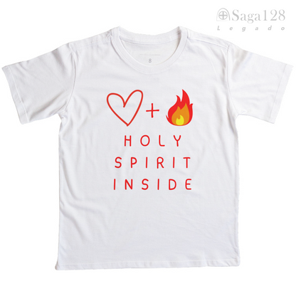 Camiseta cristã infantil unisex branca 'Holy Spirit Inside'