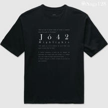 Camiseta Oversized preta Jó42 Highlights com versículos bíblicos – conforto e mensagem direta