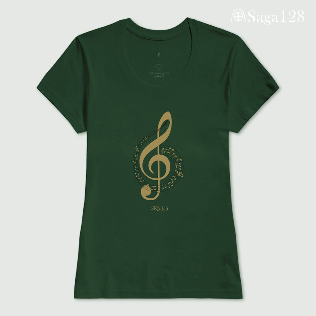 Camiseta cristã verde feminina com tema de louvor e adoração. | Saga128