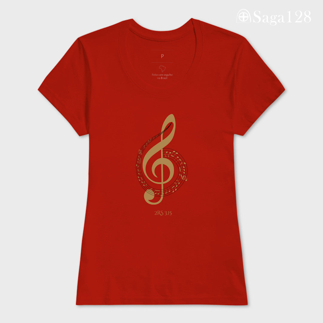 Camiseta cristã vermelho feminina com tema de louvor e adoração. | Saga128