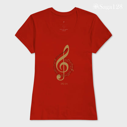 Camiseta cristã vermelho feminina com tema de louvor e adoração. | Saga128