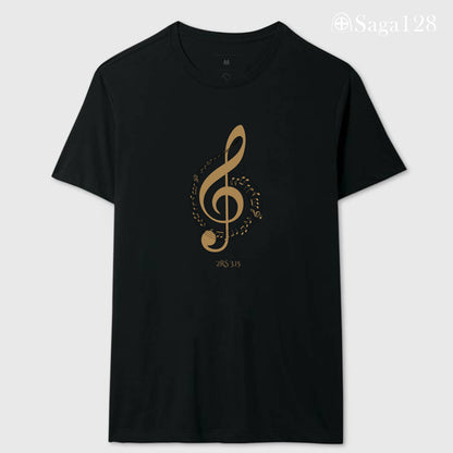 Camiseta cristã preta feminina com tema de louvor e adoração - corte reto | Saga128