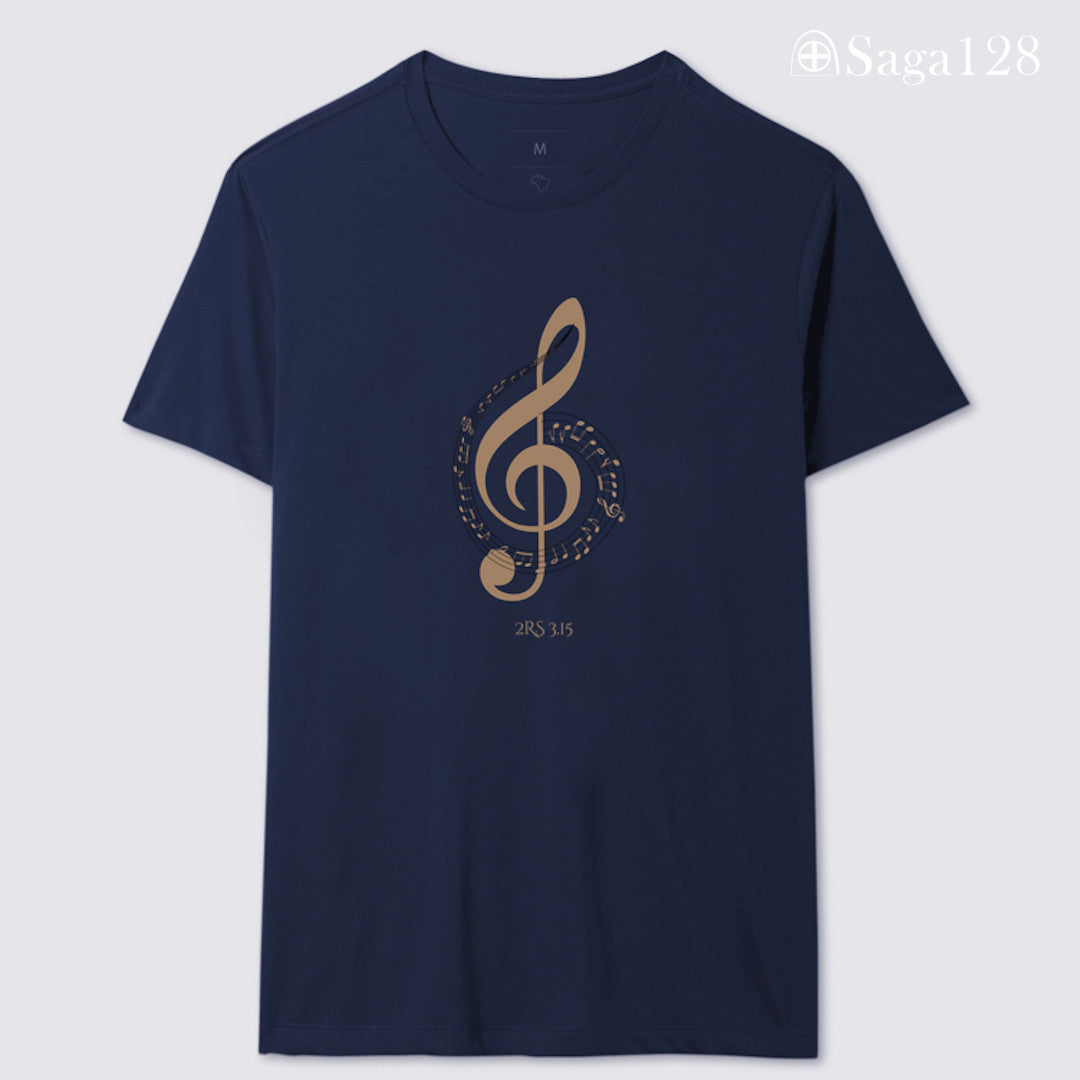 Camiseta cristã azul feminina com tema de louvor e adoração - corte reto | Saga128