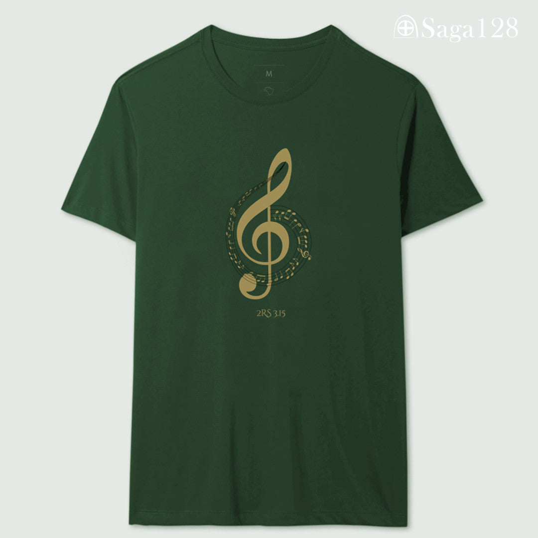 Camiseta cristã verde feminina com tema de louvor e adoração - corte reto | Saga128