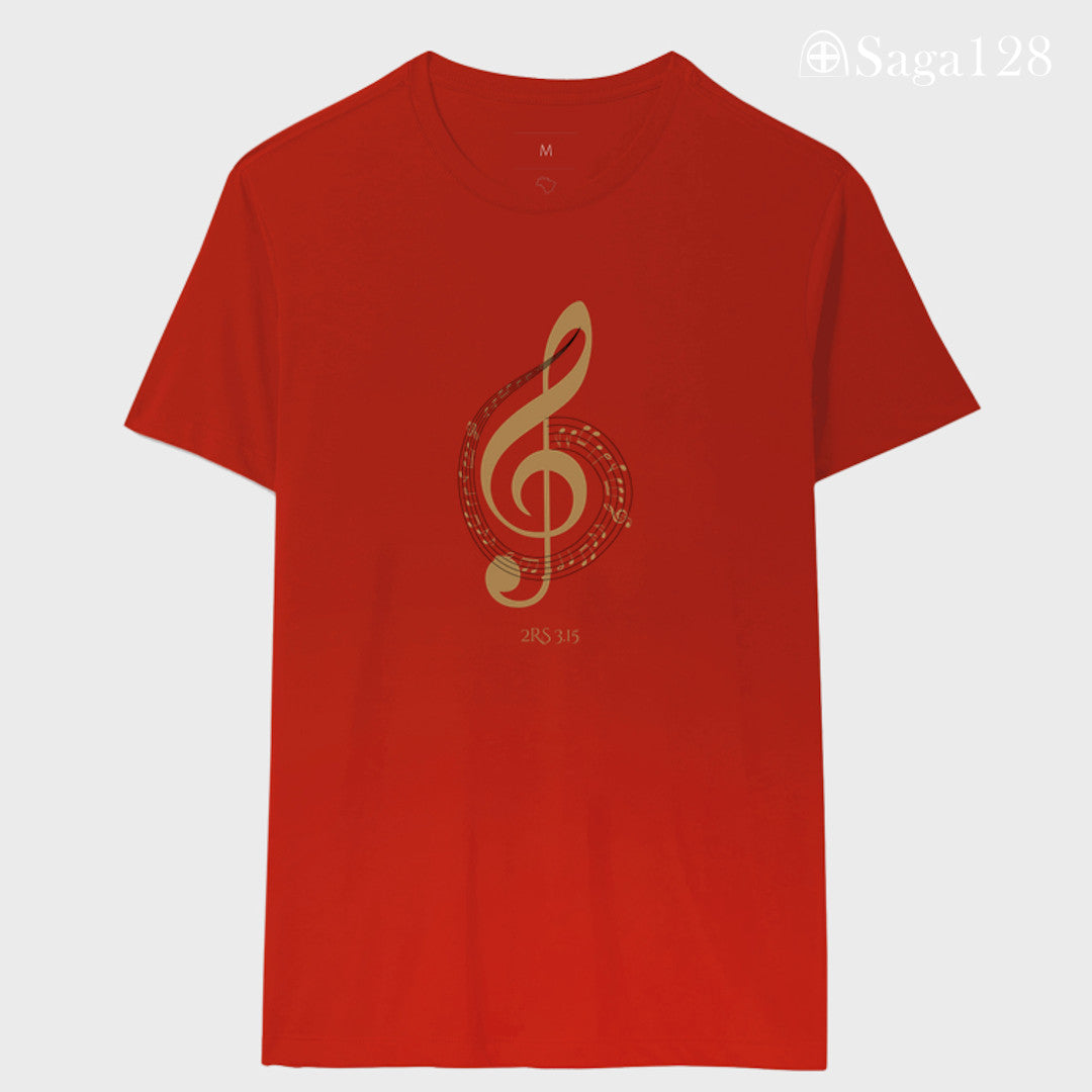 Camiseta cristã vermelho feminina com tema de louvor e adoração - corte reto | Saga128