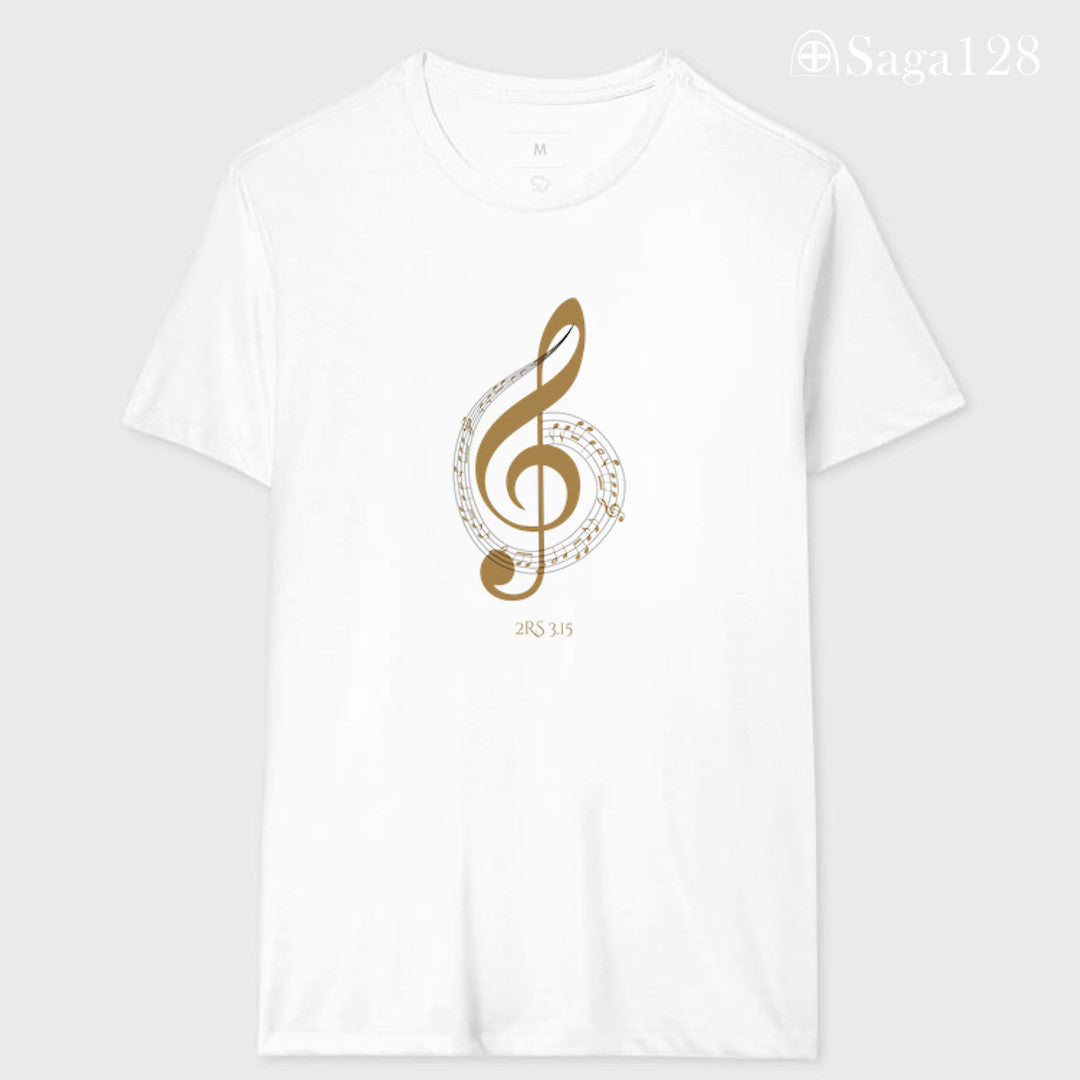Camiseta cristã branco feminina com tema de louvor e adoração - corte reto | Saga128