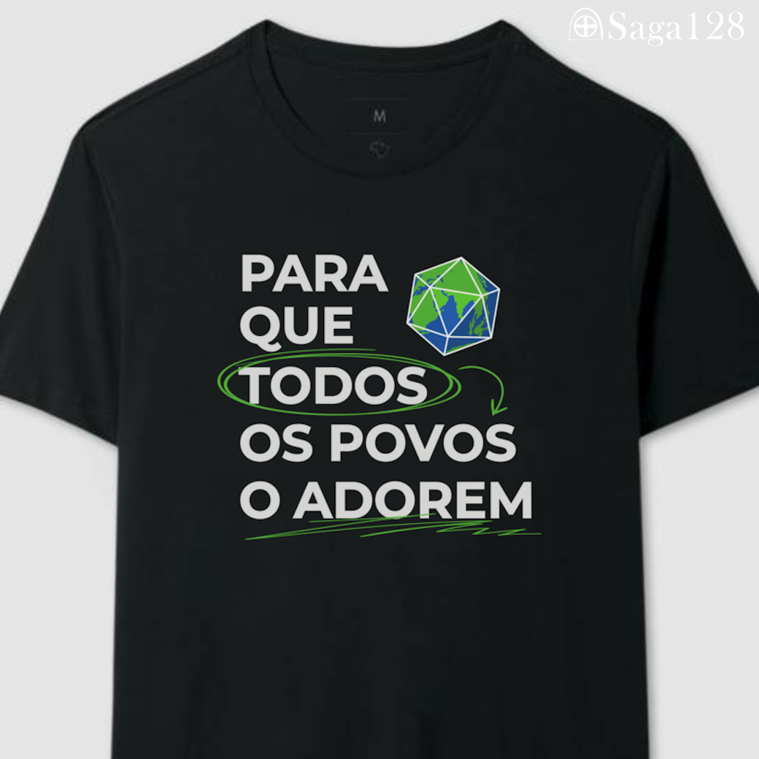  Camiseta Perspectivas Brasil com estampa “Para que todos os povos o adorem”