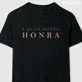 Camiseta cristã masculina preta RM13.7 com estampa Honra