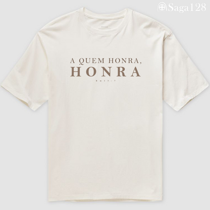 Camiseta cristã branca oversized RM13.7 com corte técnico e estampa Romanos 13.7