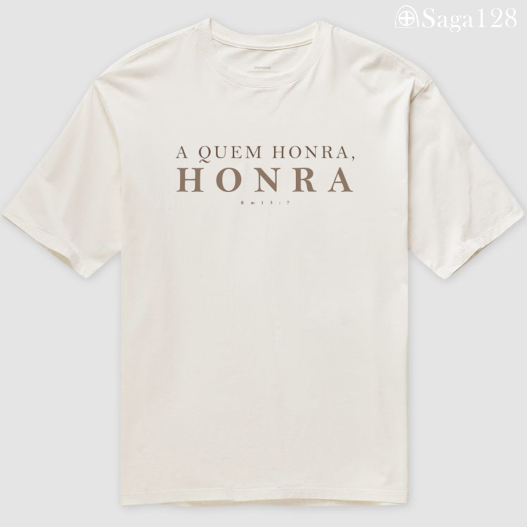 Camiseta cristã branca oversized RM13.7 com corte técnico e estampa Romanos 13.7