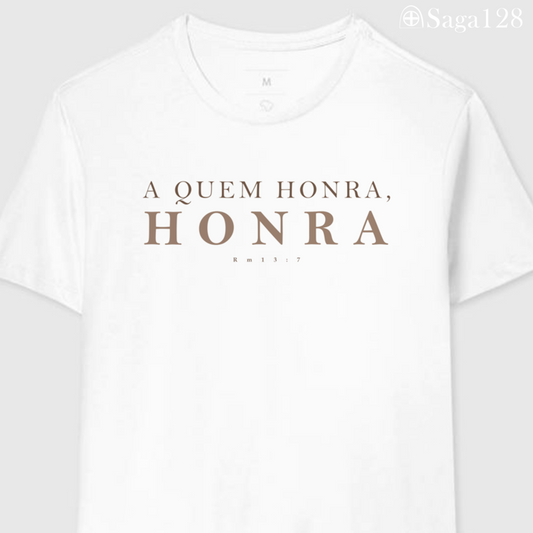 Camiseta cristã masculina branca RM13.7 com estampa Honra