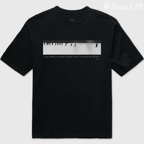 Camiseta oversized Romanos 4.12 com estampa conceitual preta e branca | Linha Oversized 195g
