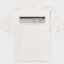 Camiseta oversized Romanos 4.12 branca com estampa conceitual preta e branca | Linha Oversized 195g