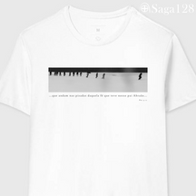 Camiseta cristã Romanos 4.12 branca com estampa em preto e branco sobre fé, liderança e coragem | Linha Premium