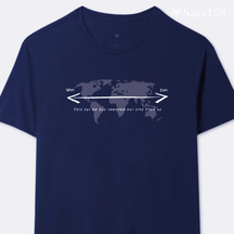 Camiseta missionária azul Salmo 103:12 em inglês – edição especial com algodão premium.