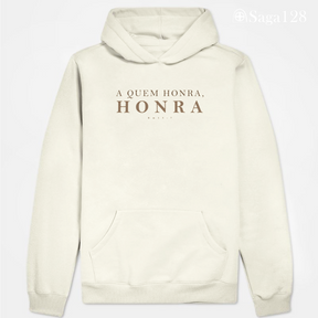 Moletom cristão branco com capuz sem cadarço e estampa Romanos 13.7 – Honra